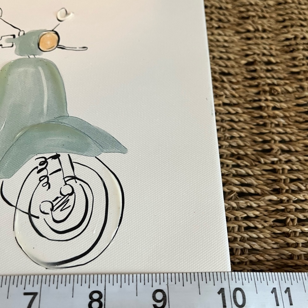 Cute Wall Art Set of 2 - Vespa, motorbike green and pink 10 x 8 - Picture 4 of 8